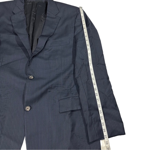 Hugo Boss Pasini/Movie2 Navy Pinstripe 2 Button Suit Jacket Sz 46 Long Wool Luxe - Picture 15 of 16